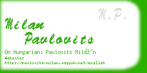 milan pavlovits business card